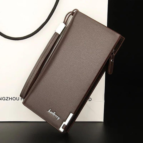 Baellerry Business Men's Wallets Solid PU Leather Long Portable Cash Purses Casual Standard Male Clutch Bag