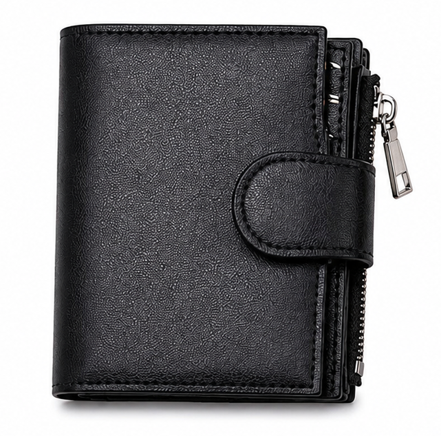 Men's RFID Blocking PU Leather Wallet with Zipper Coin Pocket & Multiple Card Slots